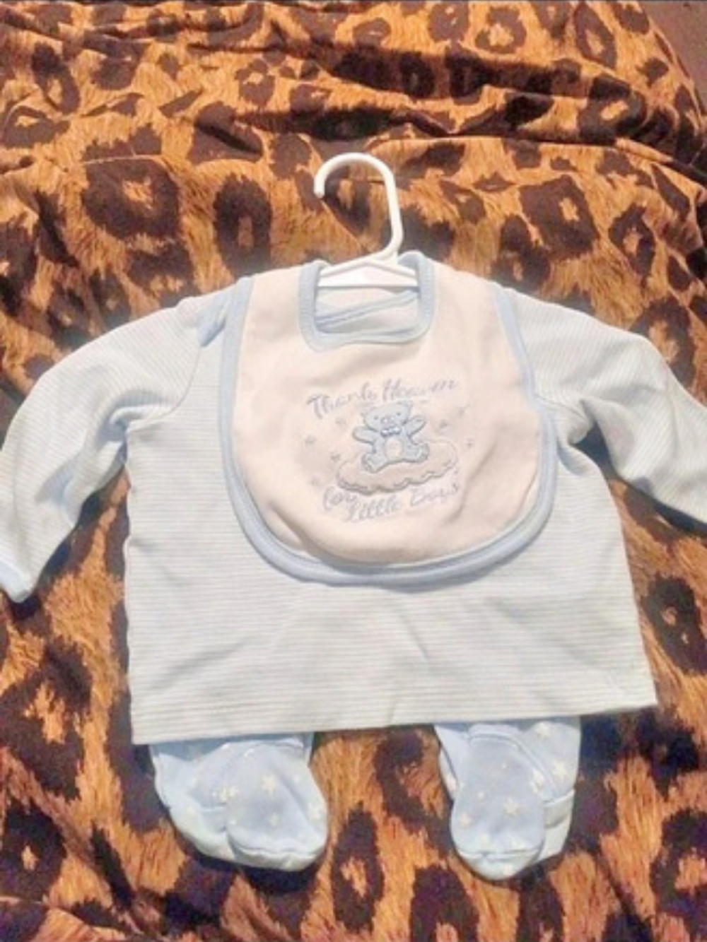 Little Me Thank Heaven for Little Boys Footie and Bib Set